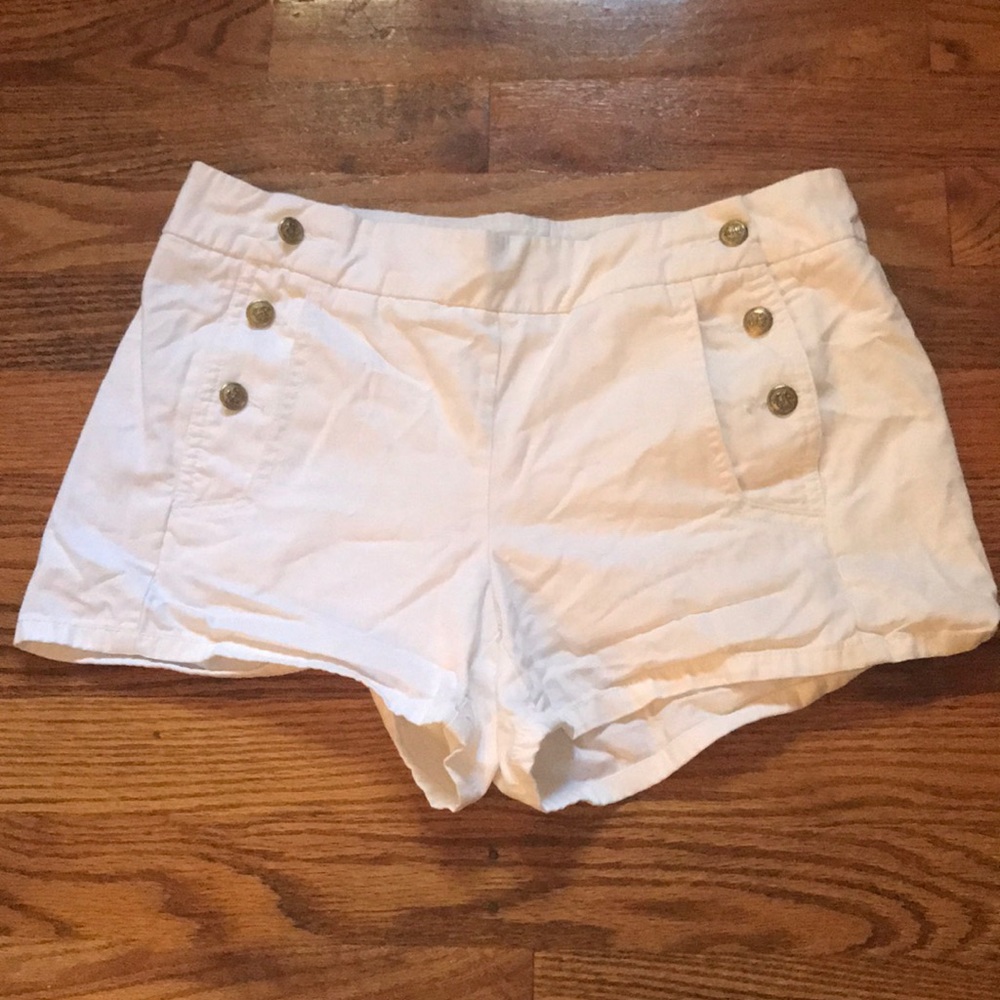 White Shorts with Gold Buttons